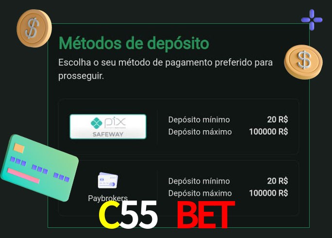 O cassino C55 Bet oferece uma grande variedade de métodos de pagamento